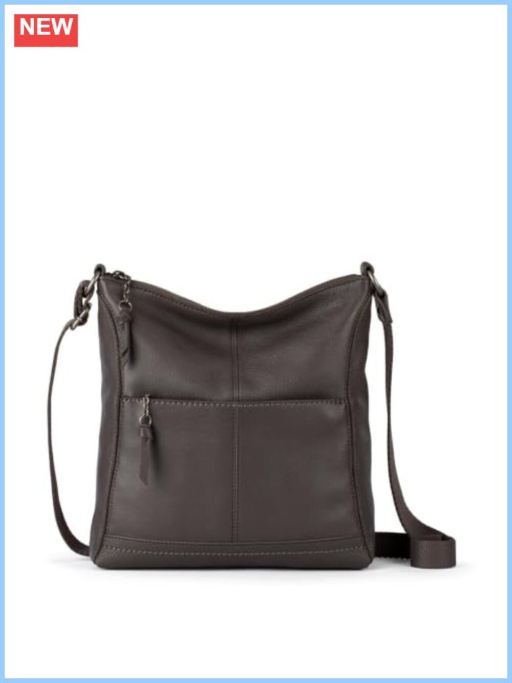 Leather Crossbody Purse with Adjustable Strap & Zipper Closure